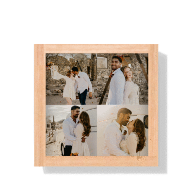 Custom 4 Square Photo Tiles in Wooden Frame