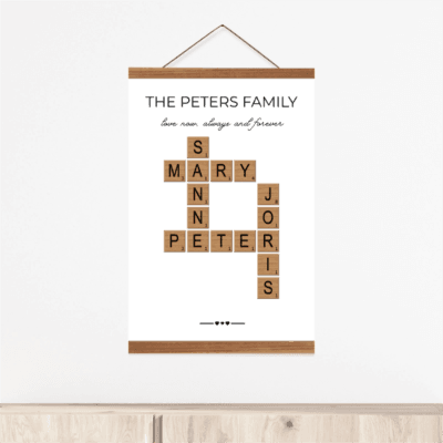 Custom Family Crossword – A2 Portrait  Poster Hanger